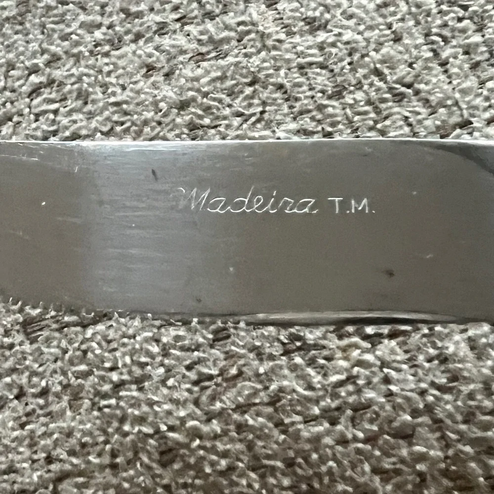 Vintage Madeira TM Stainless Steel Dinner Knife Japan Floral Embossed Flatware